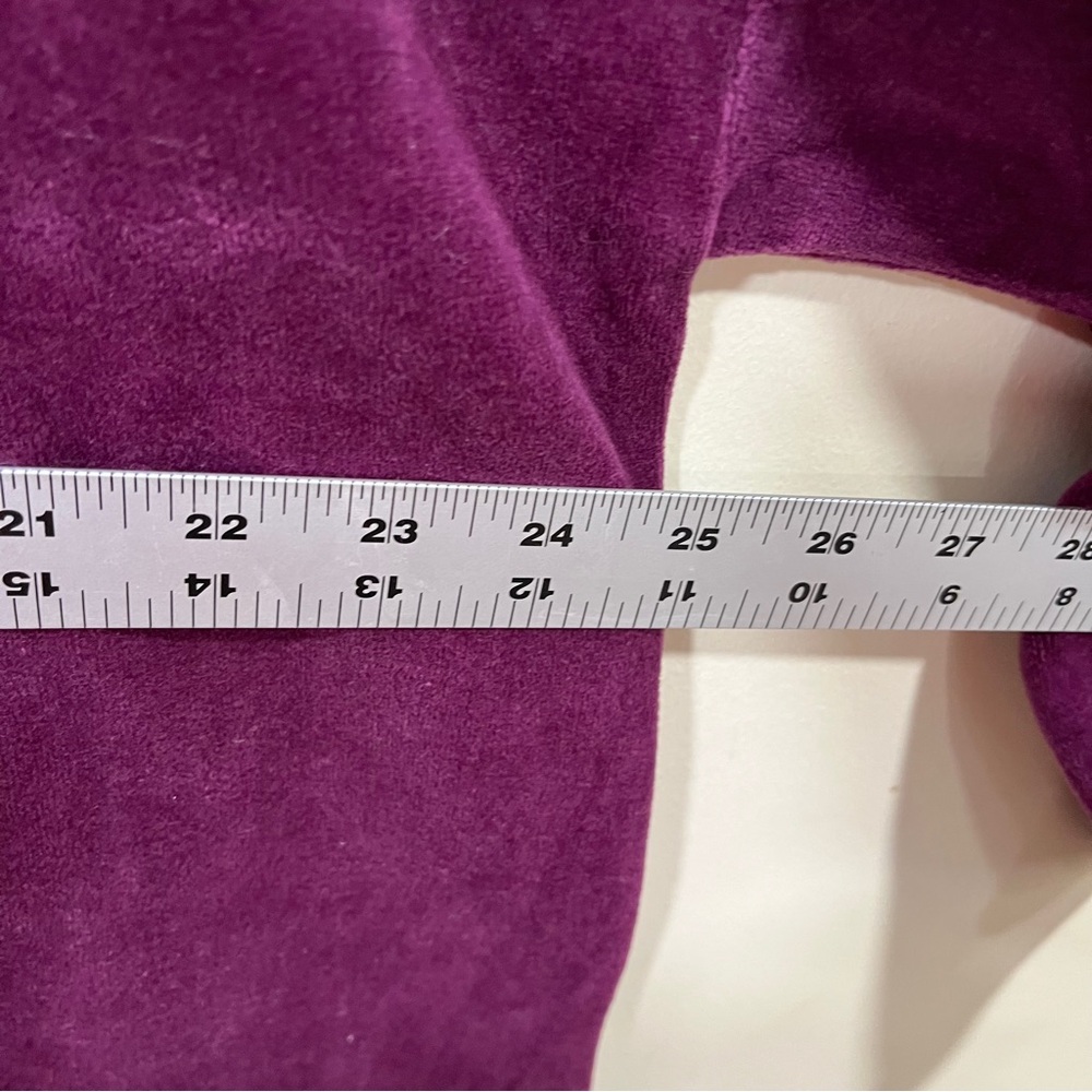 EUC Eileen Fisher Funnel Neck Box Top Purple Velour Velvet Long Sleeve L - Picture 6 of 7